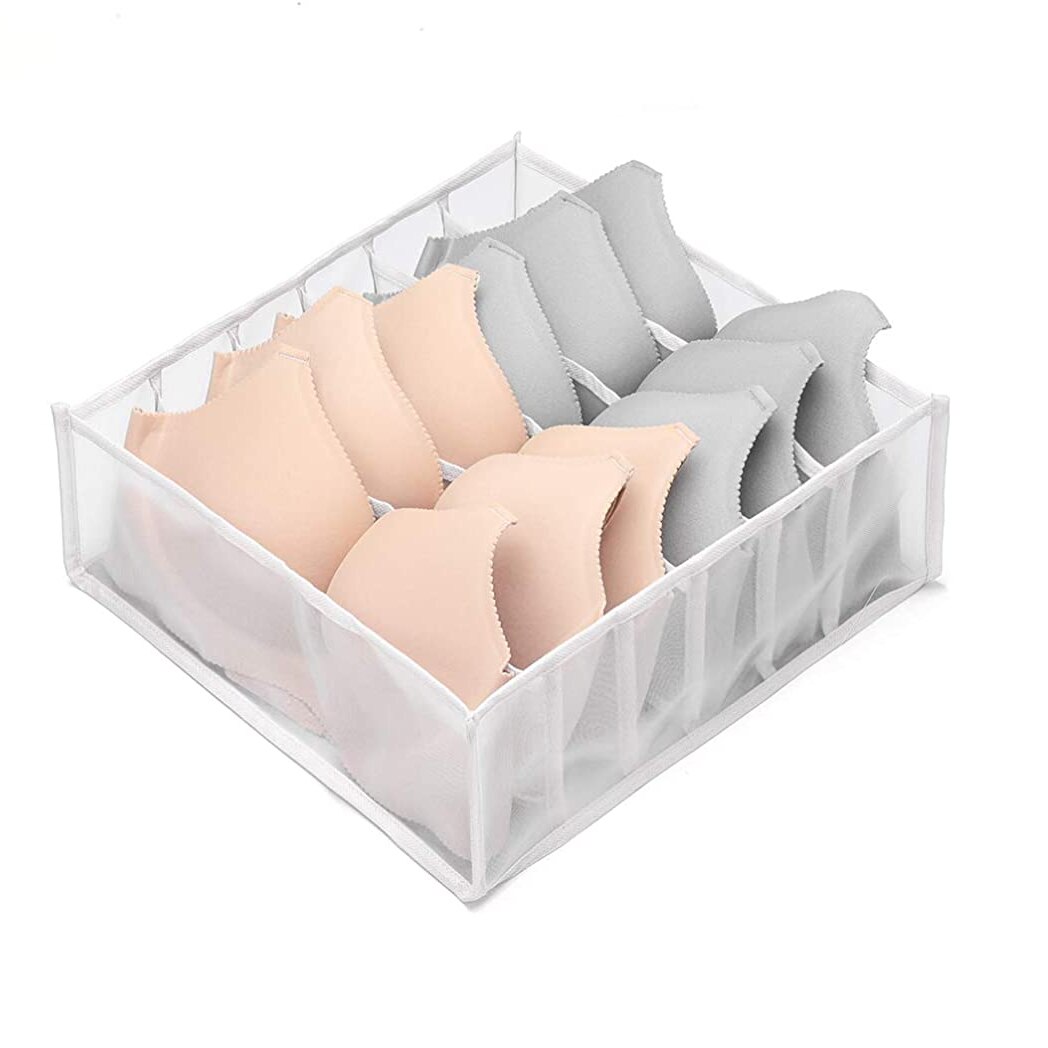 Organizer Voor Ondergoed Opbergdozen Voor Sokken Beha Thuis Wasbaar Opvouwbare Gescheiden Opslag Dressing Organisatoren Divider Dozen: WHITE -  6 grid