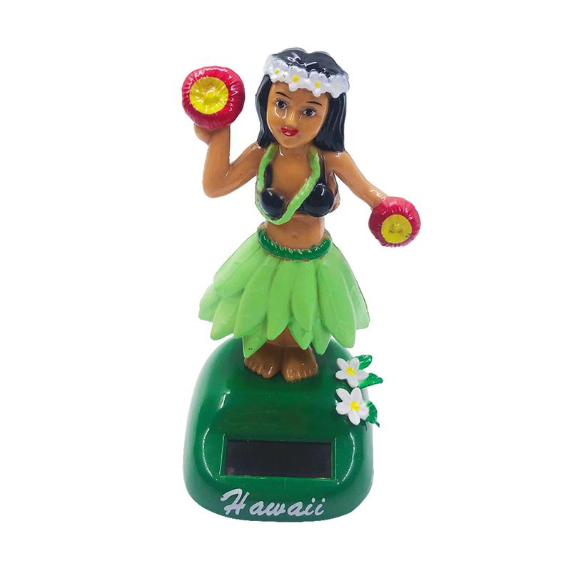 Hula Girl – poupée solaire hawaïenne pour filles, ornements de voiture créatifs, de dessin animé: F024-Light green B