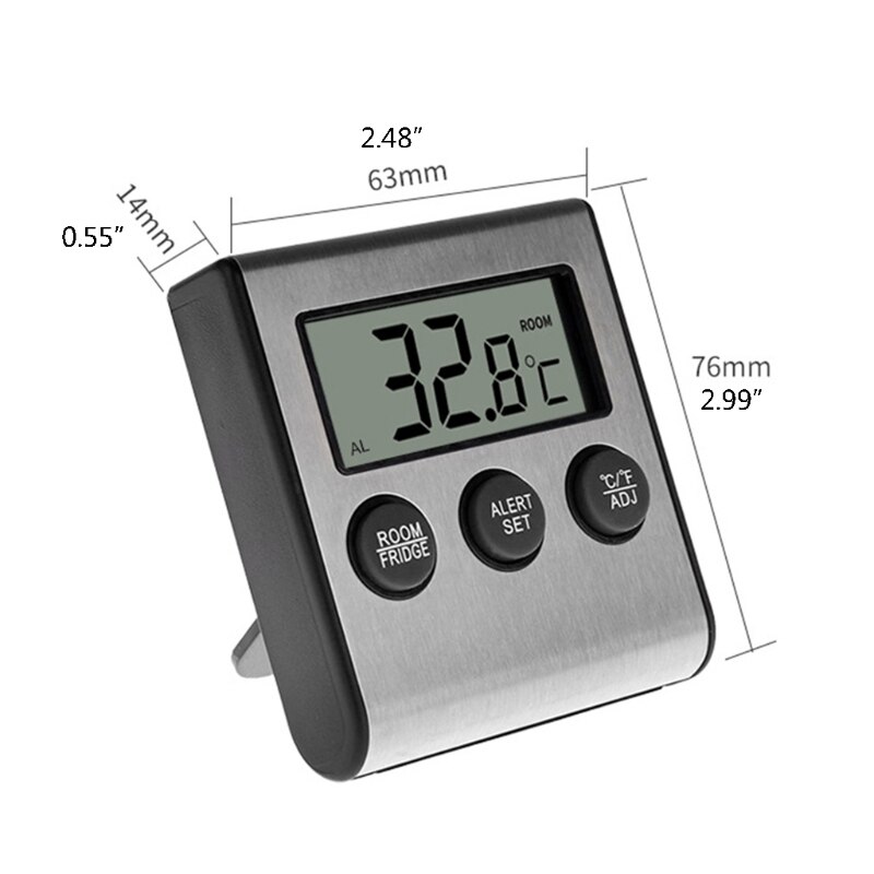 Digital Kitchen Thermometer LCD Display Long Probe for Refrigerator/Freezer/Fridge Thermometer Alarm Timer Measuring Tools
