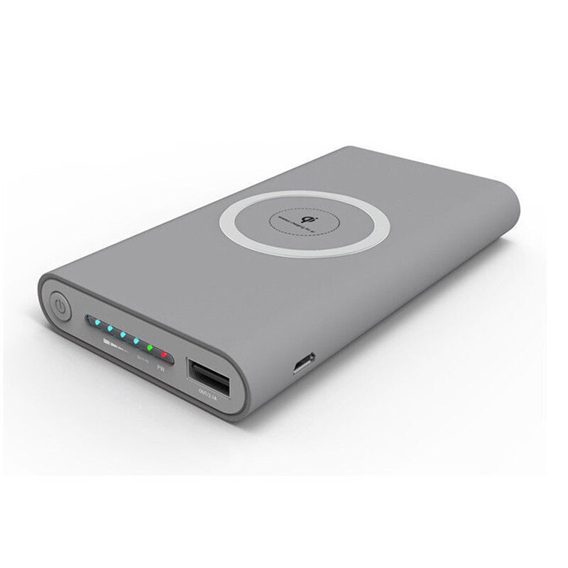 1 conjunto qi sem fio diy 10000mah kit banco de potência portátil sem fio carregador caso nenhuma bateria (necessidade de diy por si mesmo): Gray