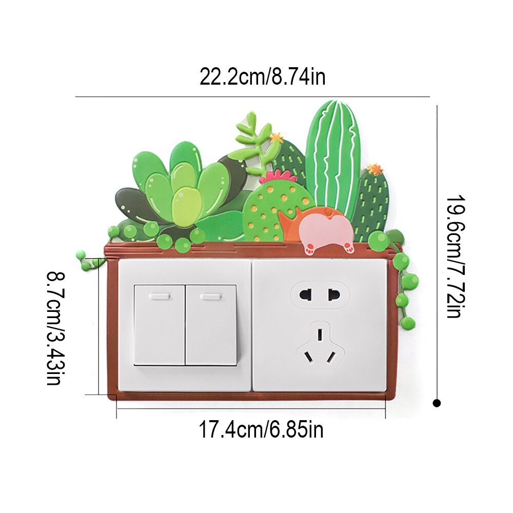 Cartoon Plant Schakelaar Cover Kamer Decor 3D Siliconen Aan-uit Schakelaar Sticker Lichtgevende Schakelaar Outlet Muur Sticker: 1