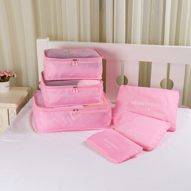 RUPUTIN 6 sztuk/zestaw torba podróżna z siatką Organizer bagażu opakowanie Cube organizator do odzieży skarpetki bielizna kobiety akcesoria podróżne: Small Pink