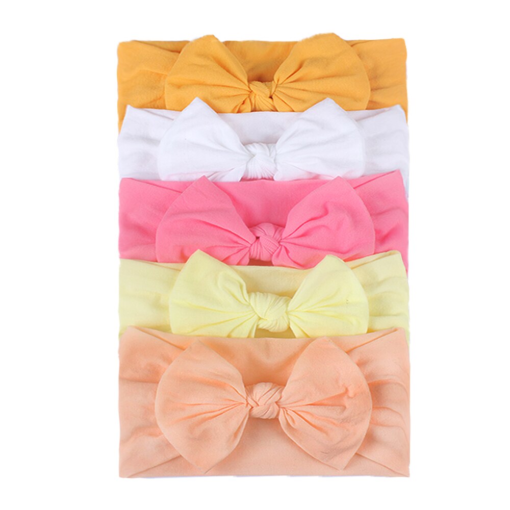 5Pcs Baby Hoofdband Baby Haar Accessoires Grote Boog Elastische Nylon Baby Head Band Baby Accessoires: D