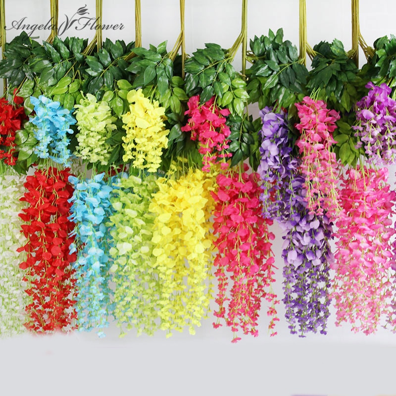 Artificial wisteria flower vine ceiling DIY wedding arch rattan bean flower string bunch party home Christmas flower wall decor