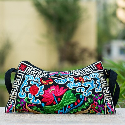 Nationale borduurwerk multi boodschappentassen kleurrijke bloemen geborduurde dames schouder- en crossbodytassen canvas tas met rits: 7