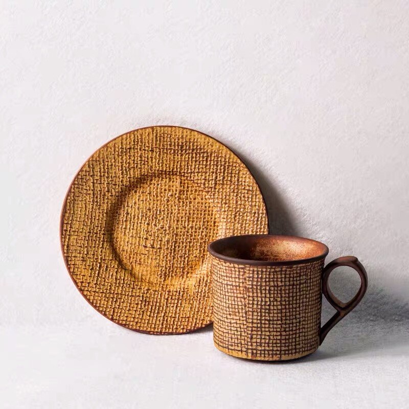 Hemmakontor mugg kaffekopp mjölkkopp kontor vattenkopp keramisk kopp keramik mönster tekopp retro restaurang kaffekopp vinkopp: Brun