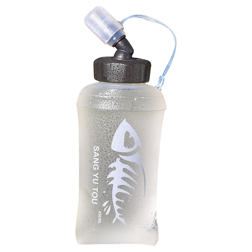 Sport Zacht Water Zak 450Ml Draagbare Vouwen Waterfles Siliconen Sport Waterkoker Reizen Fles Fles Water Bag Voor Fietsen kamp: White