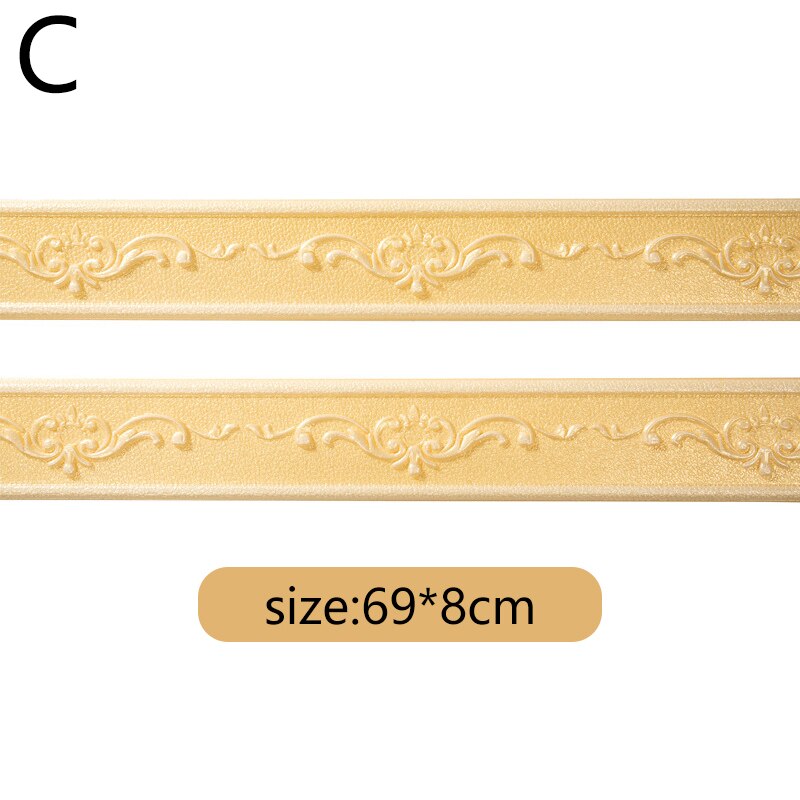 Self-Adhesive Foam 3D Foam Wall Stickers Door Frame Edge Strip Edge Band Wall Skirt Decoration Waist Line Wallpaper Skirting: C
