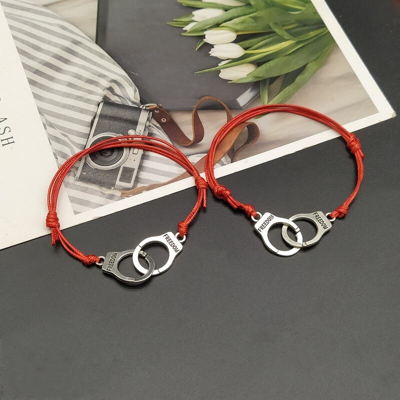 2 pcs Handcuff Bracelet Set BBF Adjustable Rope Bracelet for Women Men Friendship Couple Bracelets Matching Bracelets: C