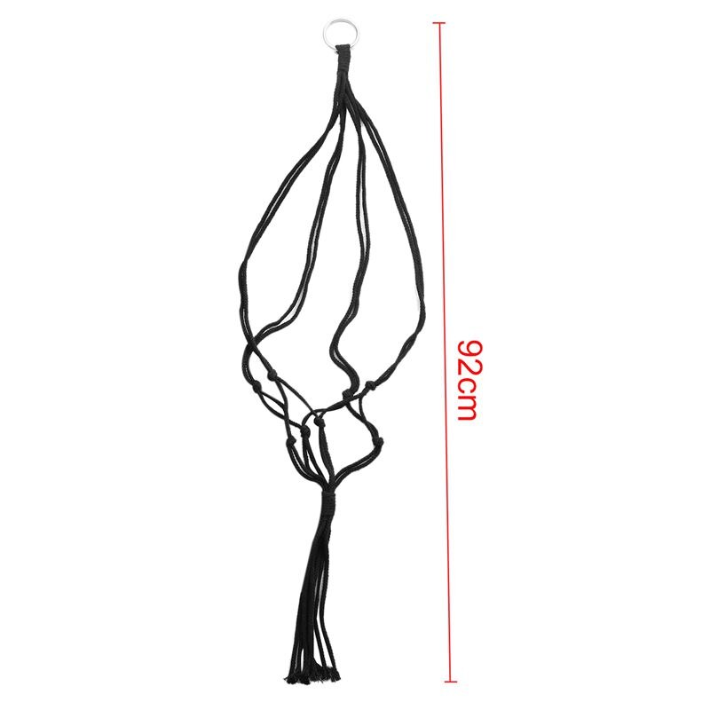 Handgemachte Natürliche Baumwolle seil Macrame Schnur Pflanzen Aufhänger Geflochtene Hängenden Korb, 92Cm Schwarz