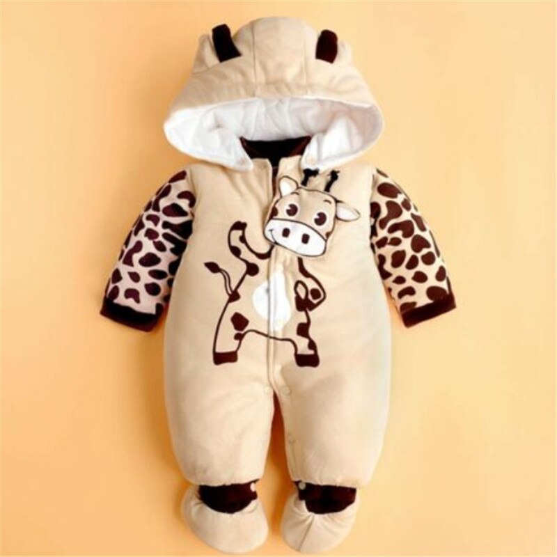 Baby Boy Girl Winter Warm Quilted Romper Jumpsuit Hooded Kids Outfit Clothes 3-24M