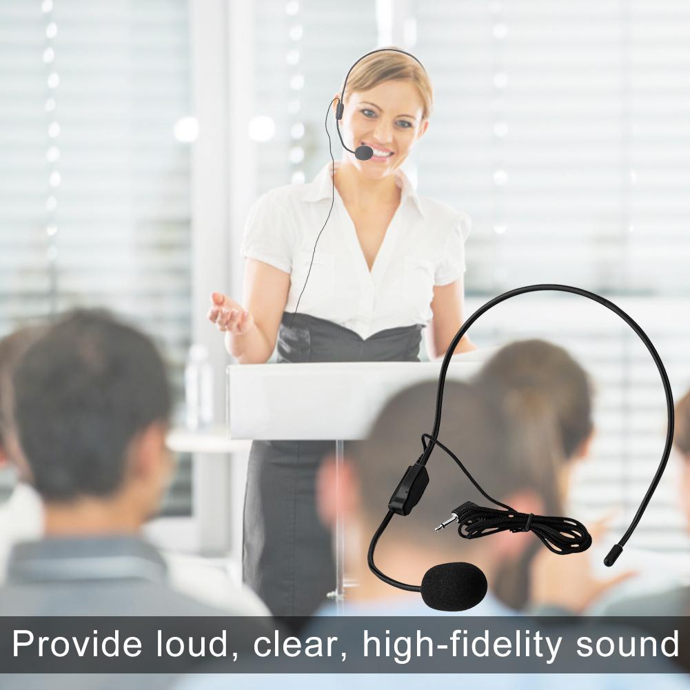 Portable External 3.5mm Hands-Free Wired Microphone Head-mounted Mic for Teaching Loudspeaker phone computer Notebook