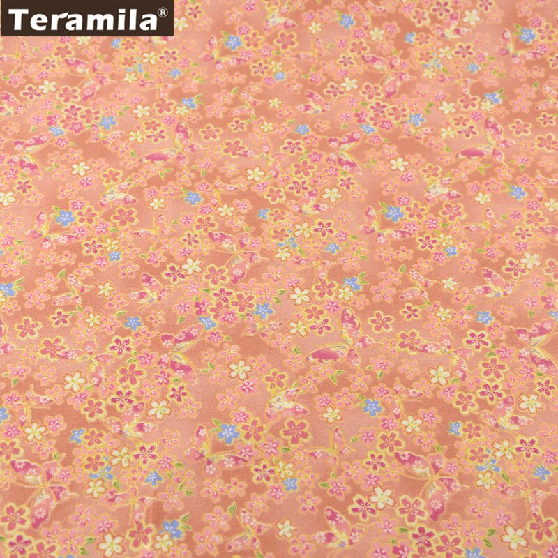 Orange 100%  bomuldsstof guld blomst fedt kvartal hjem tekstil materiale sengetøj patchwork væv scrapbog