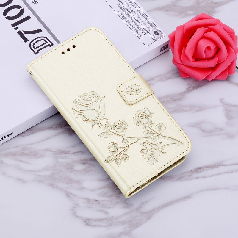 For Samsung Galaxy A01 Core Case Leather Flip Wallet Cover For Samsung A01 Core A013 Rose Flower Embossing Protection Cases 5.3": Beige