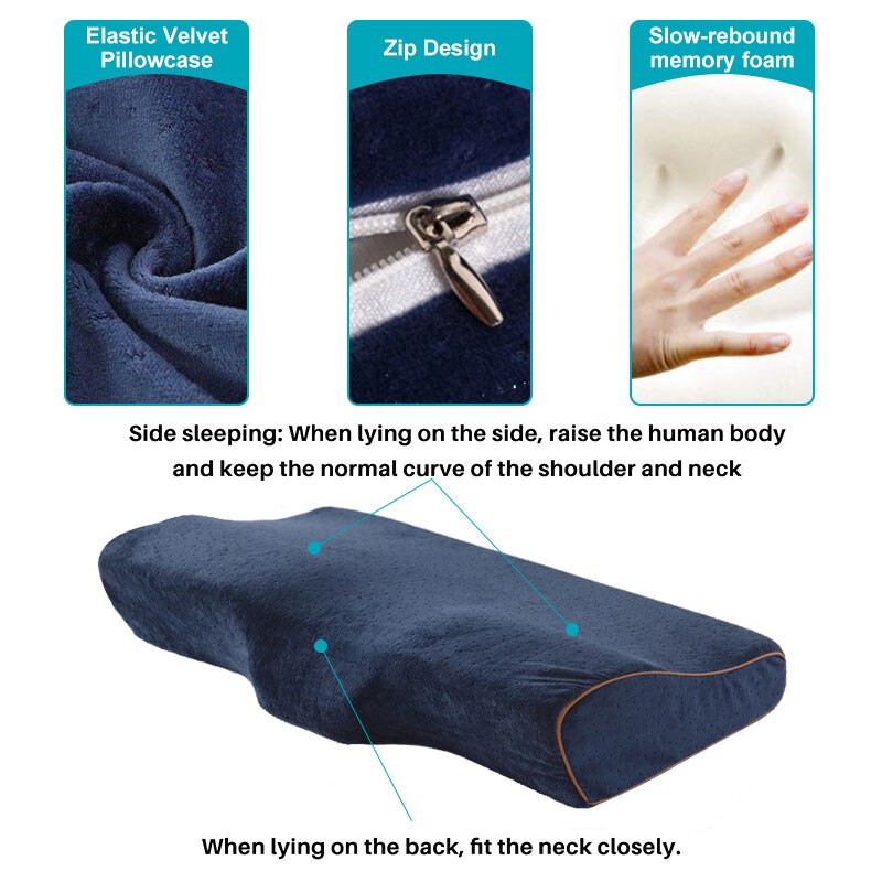 Ortopedyczna pianka zachowująca kształt poduszka ochrona szyi powolne powracanie robić kształtu poduszka w kształcie motyla zdrowie szyjki macicy pościel Dropshipping
