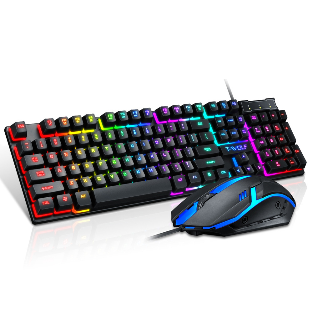 USB Wired Gaming Rainbow RGB Back Light Keyboards Mouse Mice Combos Set Ultra-slim Wired Keyboard