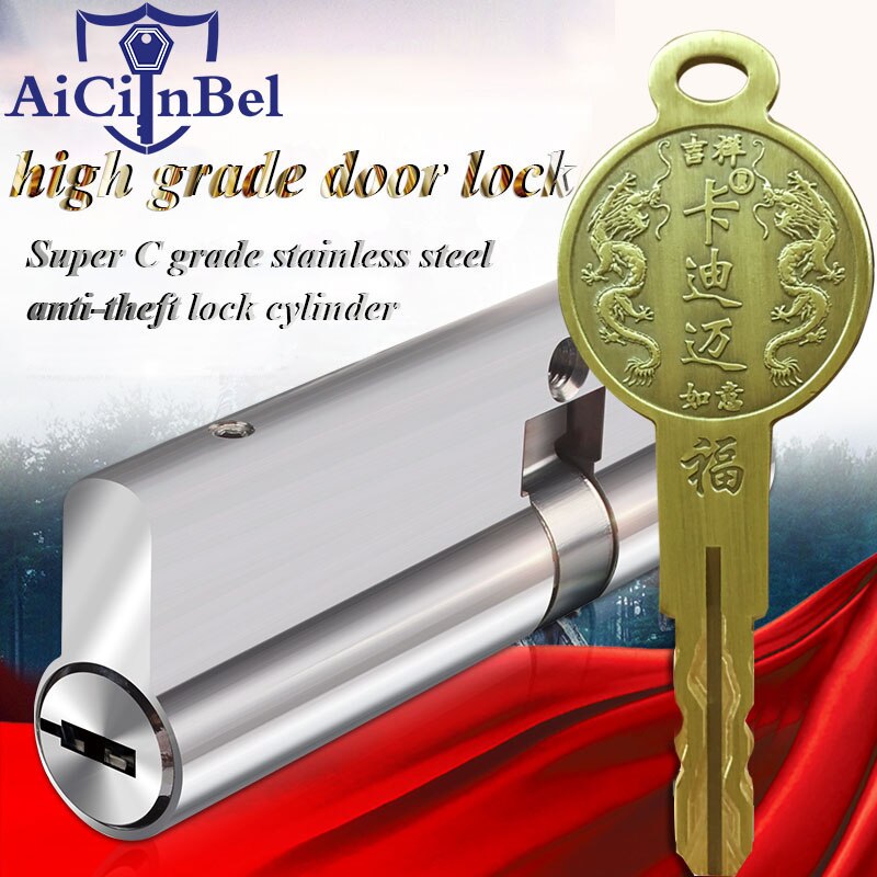 Super C Grade stainless steel Anti-theft door Lock Core Security Lock Core Cylinders Key 70mm-90mm Door Cylinder Lock 8 keys