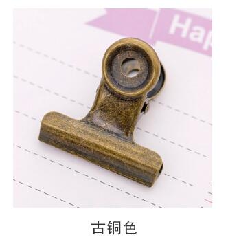 Clip de Metal de Color caramelo para oficina, suministros de papelería para encuadernación, carpeta de billetes, Color rosa, rojo, azul y naranja: bronze 2 pcs