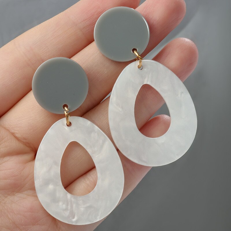 Acrylic Dangle Earrings for Women Statement Geometric Acetate Big Earring Summer Boho Women Party Jewelry: White 503