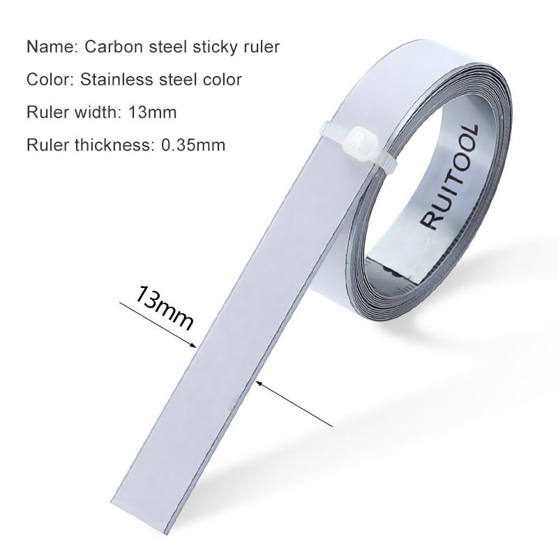 13 mm Edelstahl-Klebelineal, 1–10 Meter, Kohlenstoffstahlband vorwärts/rückwärts/mittlere Metallskala für Holzbearbeitung, flaches Lineal