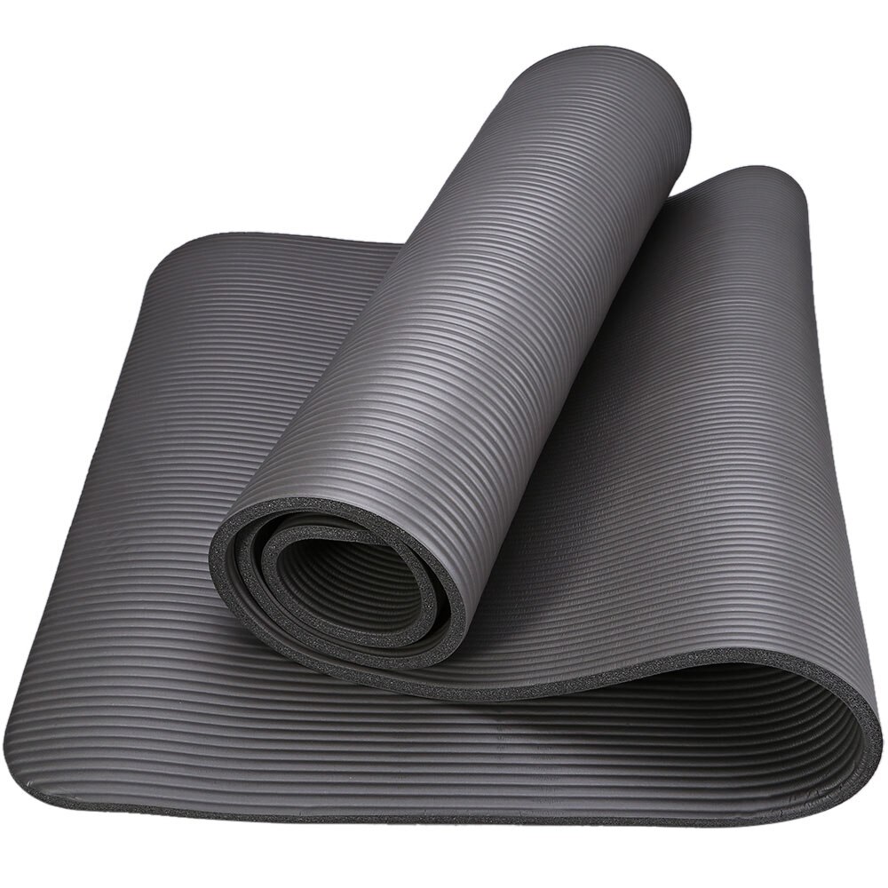 TPE Yoga Mat - 183x61x10mm - Position Line - Non-Slip - Beginner Friendly - Fitness Gym: Dark Gray