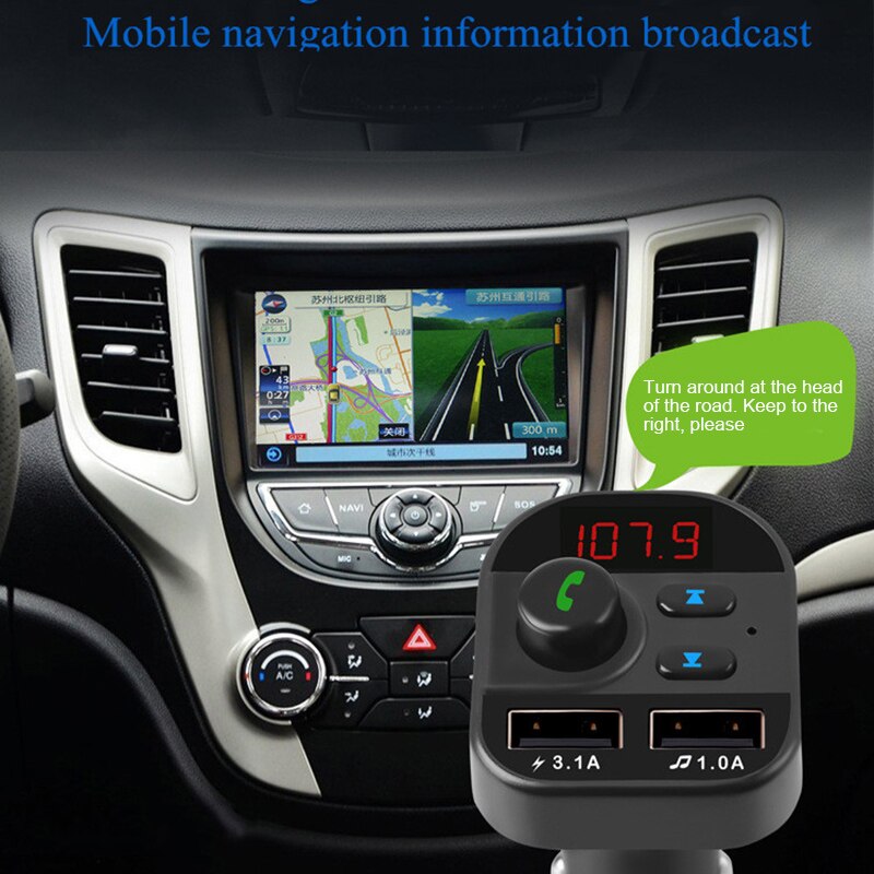 Bluetooth Wireless Handsfree Car FM Transmitter MP3 Player Dual USB Charger AA