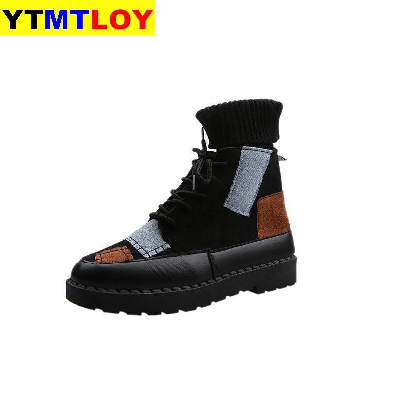 Høst og vinter eksplosjoner semsket lerret fargematchende vill high-top ull munnstøvler damesko 3 farger damestøvler