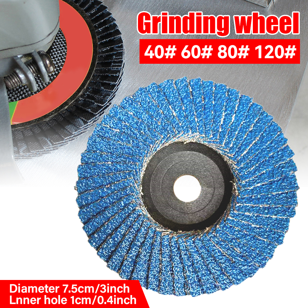 Discos de aleta de 3 pulgadas y 75mm, discos de lijado para amoladora angular, muela de grano 40/60/80/120, herramienta abrasiva de eliminación de madera y Metal, 3 uds.