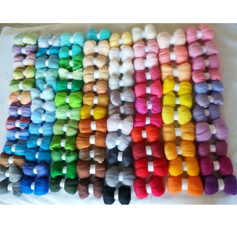 DIY wol voor vilten mix 93 kleuren merino 100% wol fiber pop handwerken zwervende in naald vilt kit 5 G/zak