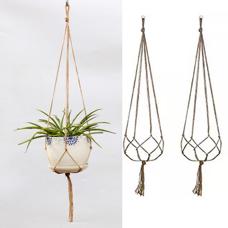Hemp Rope Flower Pots Planter House Hanging Rope Basket DIY Braided Hanger Pot Garden Horticultural Greening