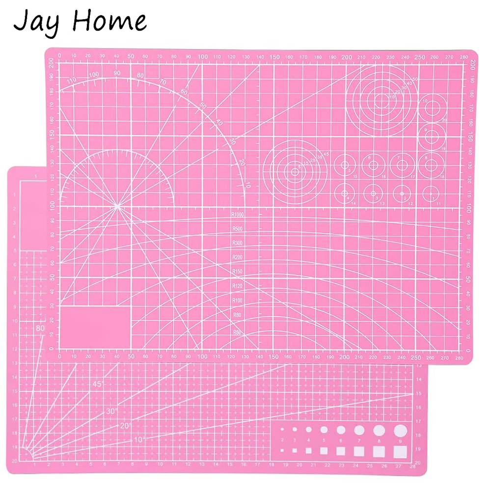 A4/A5 Size Self Healing Cutting Mat Double Sided Pink Cutting Mat for Fabric Leather Crafts DIY Quilting Sewing Cutting Tools