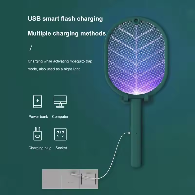 Electric Mosquito Swatter Mosquito Killer USB Rechargeable Angle Adjustable Electric Bug Zapper Fly Bat Insect Swatter