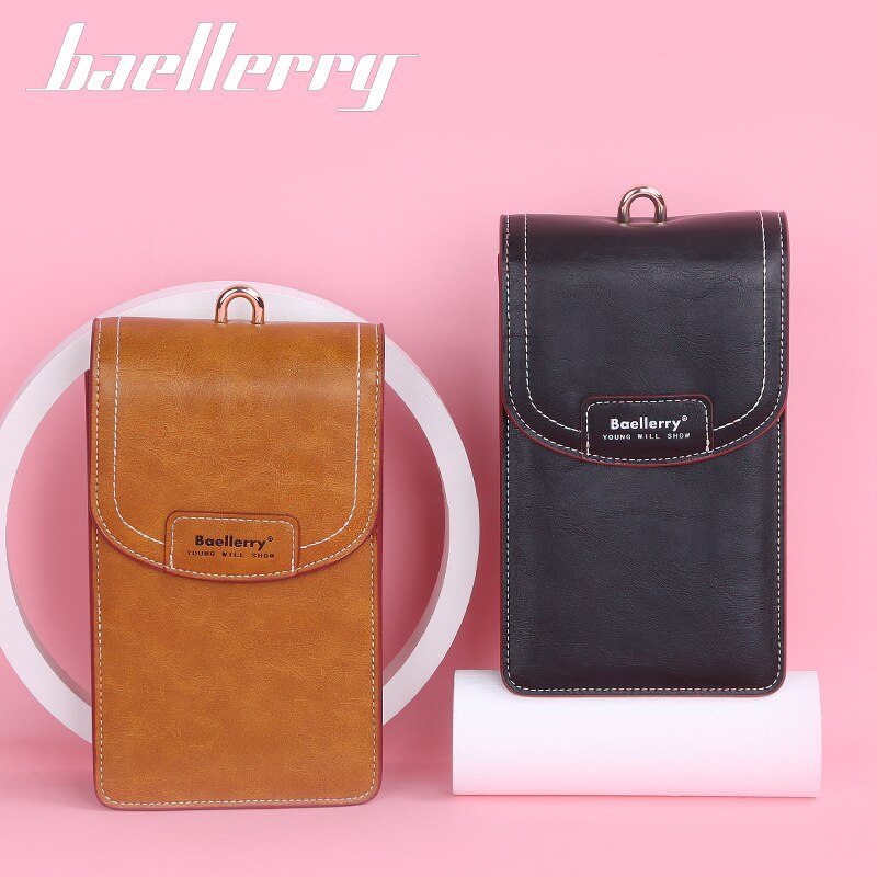 Baellerry – pochette pour téléphone portable femme, sacoche, porte-cartes, pochette ouverte pour dames, portefeuille en cuir souple