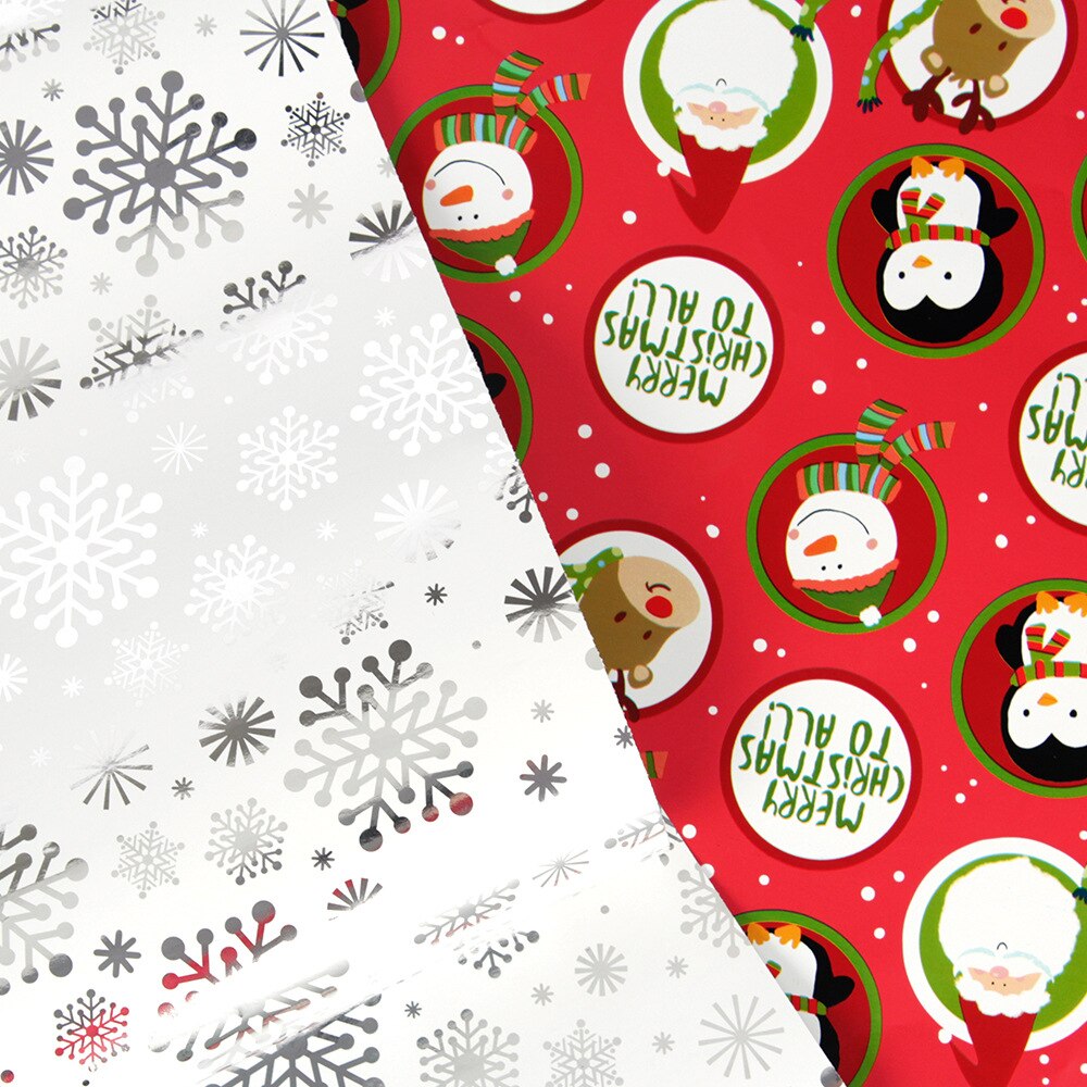 5pcs Waterproof Christmas Wrapping Papers Snow Snowman Aluminum foil Print Craft Papers christmas decorations for home: MIX COLOR