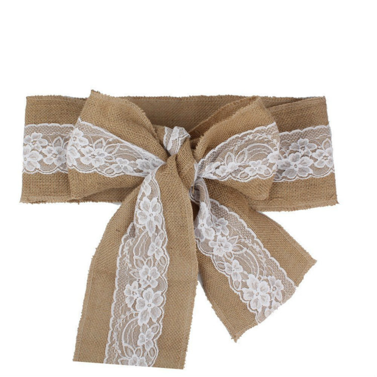 Burlap Lace Sash Set Burlap Table Runner Chair Sash Table Sashes Bows Party Decoration for Rustic Wedding Centerpieces and Brida