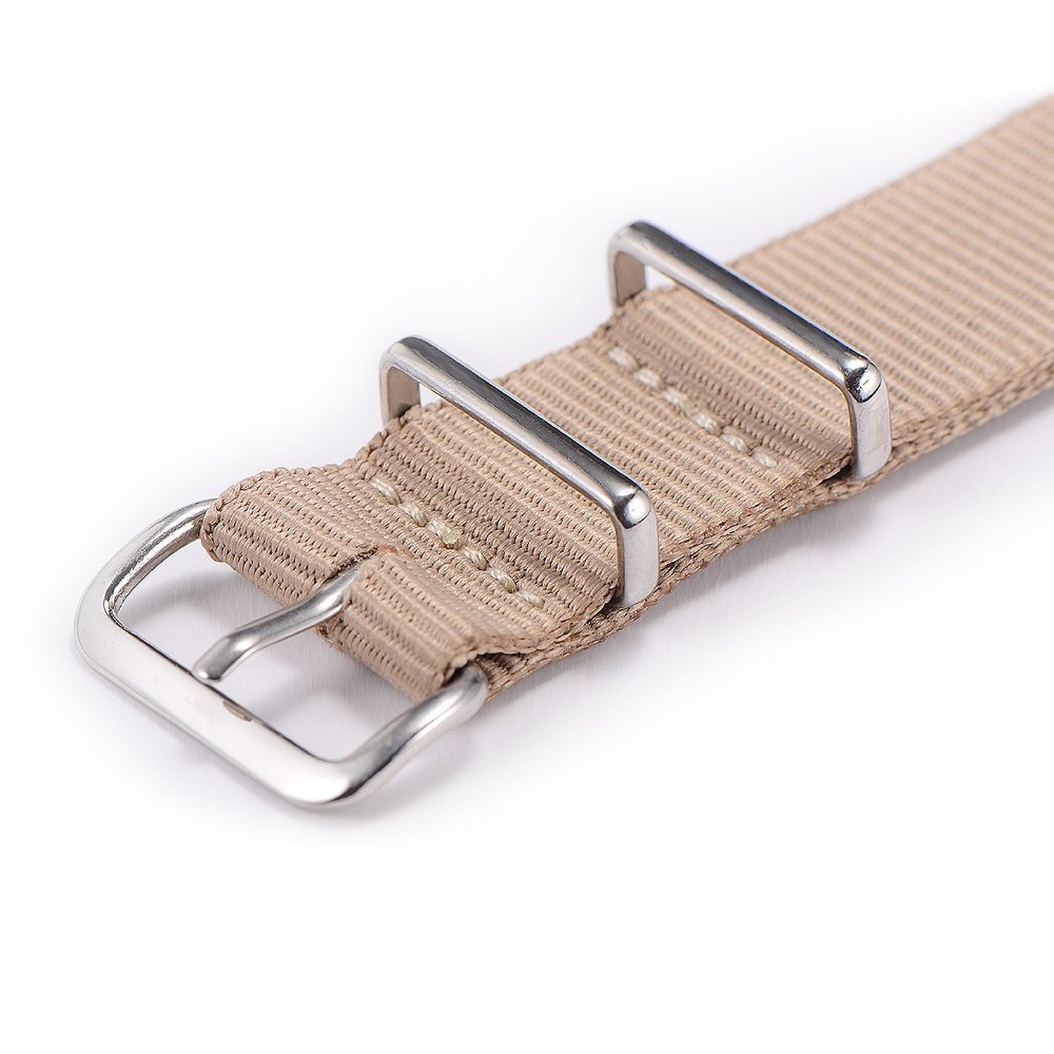 Watch strap nylon 18mm thin stainless steel buckle key APRICOT