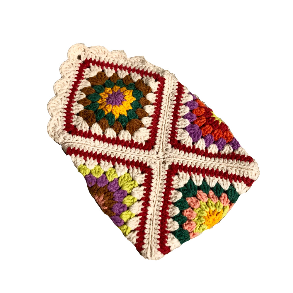 Creamy White Crochet Small Purse Knit Cute Mini Bag Wallet Pouch Colorful Makeup Bag Jewelry Bag Original Granny Square Bag: Default Title