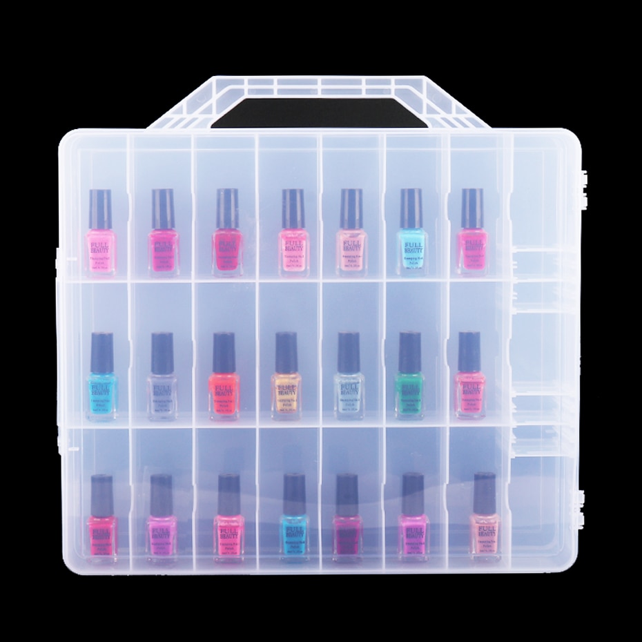 48 slidser neglelak organizer klar negle forsyninger holder beholder kosmetisk dobbelt side bærbar justerbar opbevaringstaske  ly1592