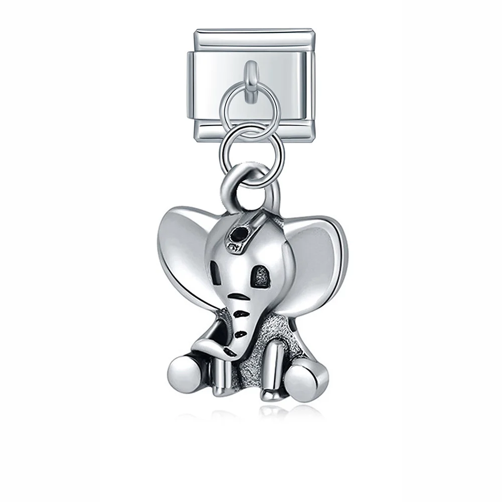 Hapiship Neue Original Gänseblümchen Hund Kuh Elefant Pfau Italienische Verknüpfungen Charme passen 9mm Armbinde Edelstahl Schmuck Machen DJ281: Braun