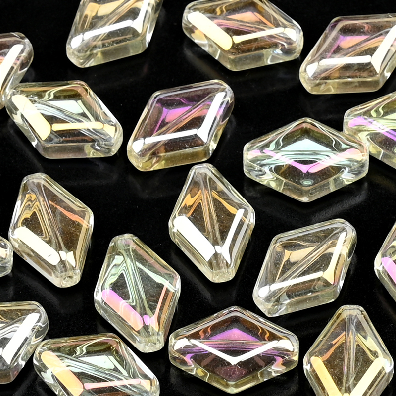 Perline bicono in vetro ceco da 15 mm Perline di cristallo rombico di colore elettrolitico Fatte a mano Artigianato fai da te Anelli pendenti Accessori: Argento