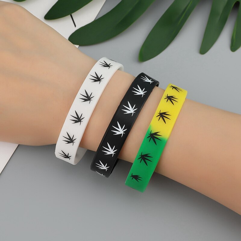 Silicone Bracelet&amp;Bangles Black White Color Wristband Jewelry print 1pc Bracelet