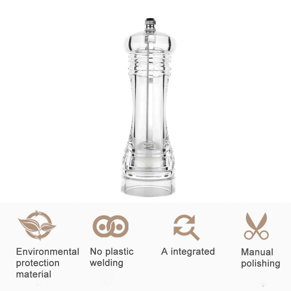 Akrylkvernen salt pepper mølle kvern manuell pepperkvern salt krydder mølle shaker gjennomsiktig maling kjøkkenverktøy