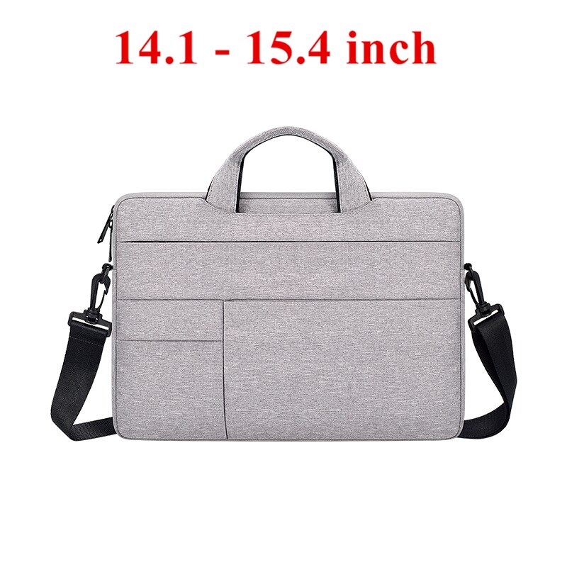 Portable Hand Office Notebook Laptop Bag For Men Women Briefcase Waterproof Pocket Case Computer Shoulder Handbag 13 14 15.6 PC: Gray 14.1 inch