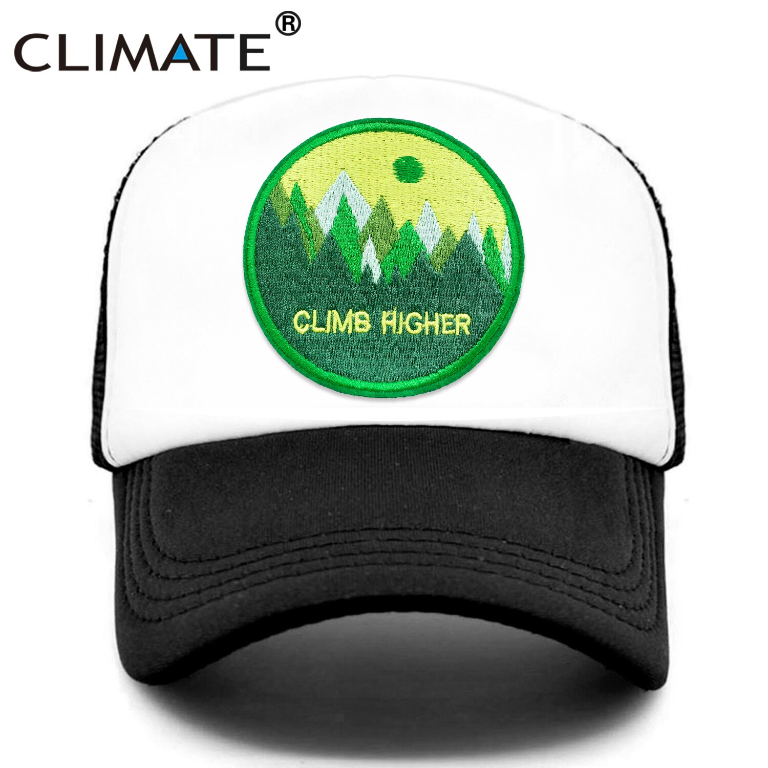 CLIMATE CLIMB HIGH Cap Climber Outdoor Sport Trucker Cap Green Outdoors Forest Hat Cap Cool Summer Mesh Cap for Men Women: Black Cap