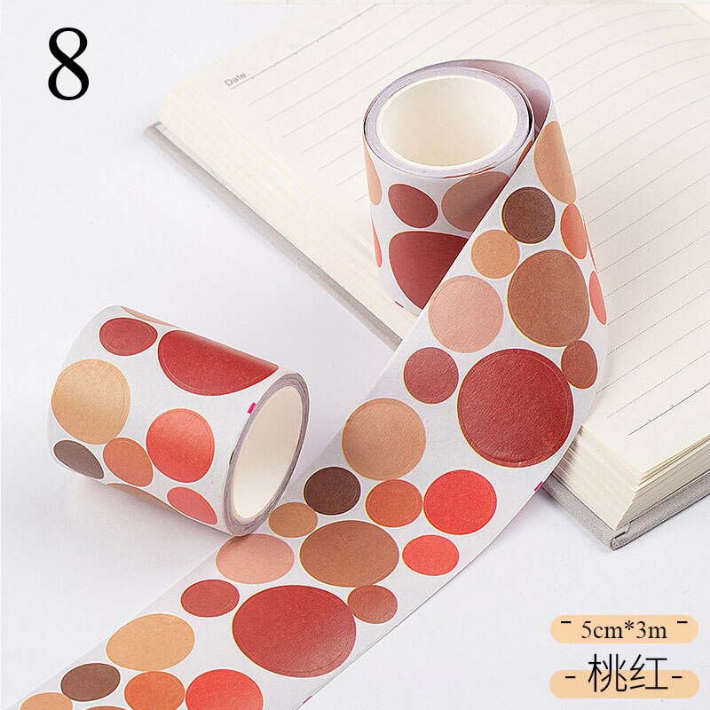 5cm*3m Colored Round Washi Tape Kawaii Dots Label Masking Tape Decorative Adhesive Tape Sticker Scrapbooking Sealing Stationery: 8