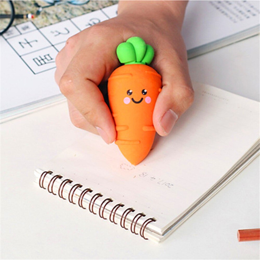 Novelty Cartoon Carrot Eraser Correction Pencil Tools Eraser For Kids Study Stationery Supplies