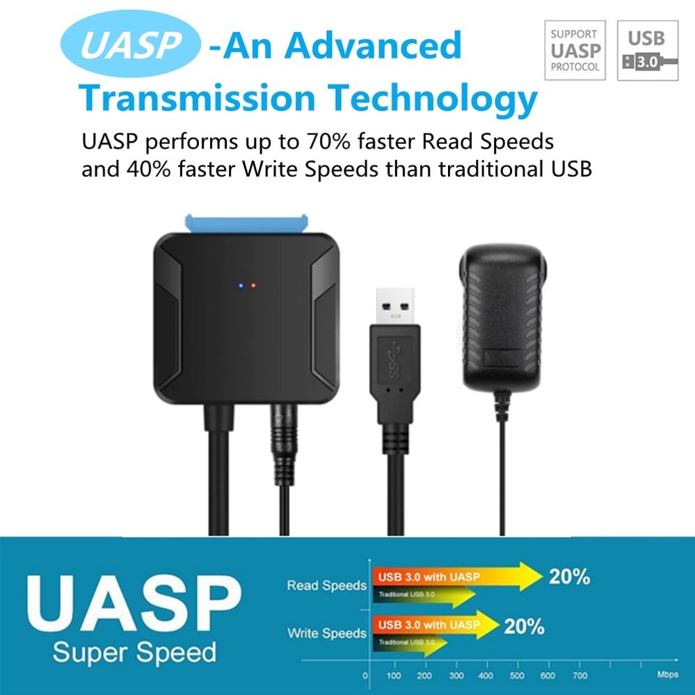 Pzzpss Usb 3.0 Naar Sata 3 Kabel Sata Naar Usb Adapter Convert Kabels Ondersteunen 2.5/3.5 Inch Externe Ssd hdd Adapter