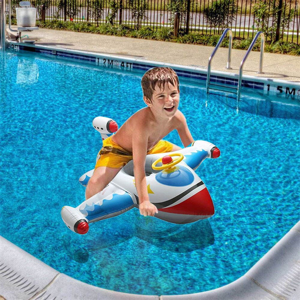 Baby Inflatable Swimming Ring Baby Water Toy Seat Boat Plane Float Kid Swimming Boat Cartoon Circle Swimming Pool Accessories