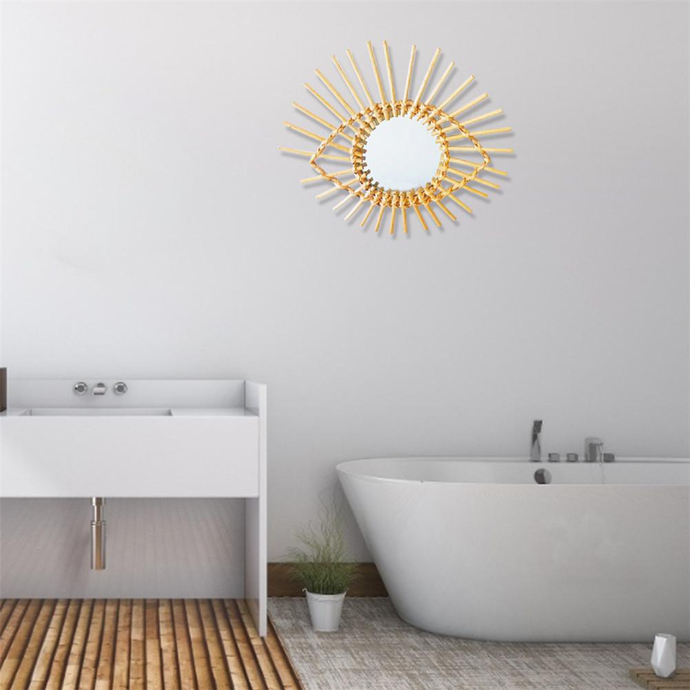 Rotan Spiegel Eye Shape Muur Opknoping Up Dressing Spiegel voor Woonkamer Keuken Badkamer Art Decoratie Home Decor