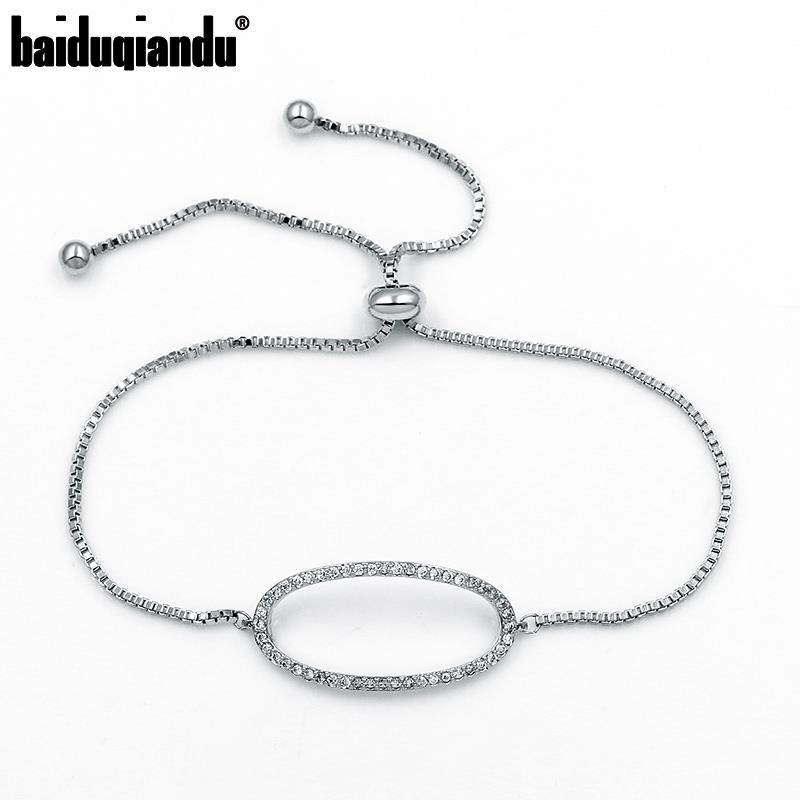 Baiduqiandu ovale vorm kubieke zirkonia kristal cz zirkonia verstelbare trouwarmband